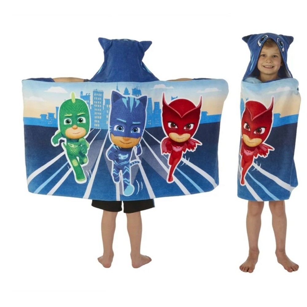 Kids Hooded Towel with PJ Masks Superhero Design